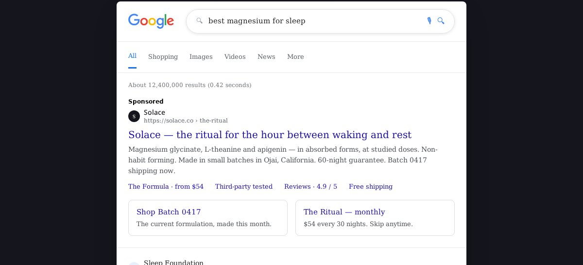 Google asset: The sponsored answer to a real question.