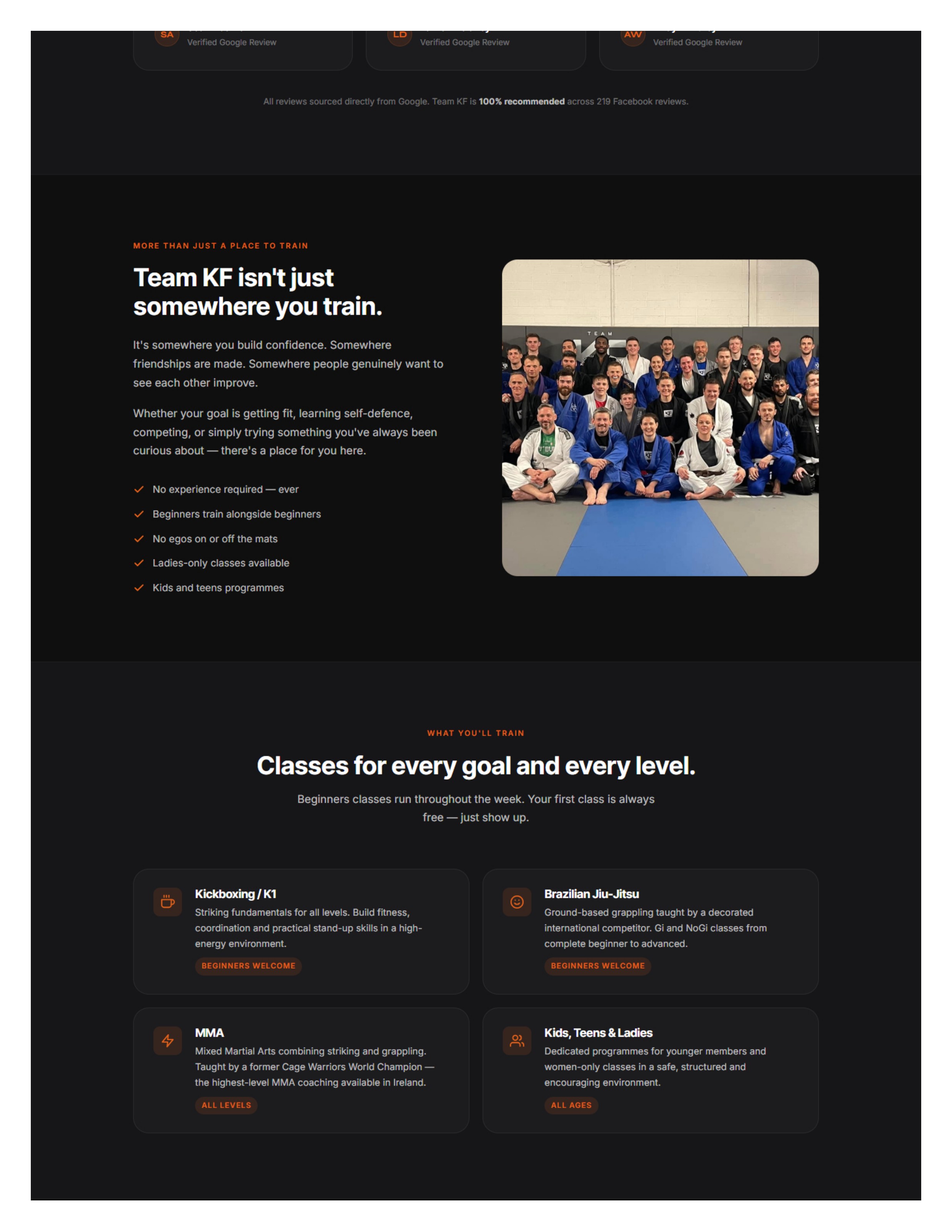 Team KF landing page section 3