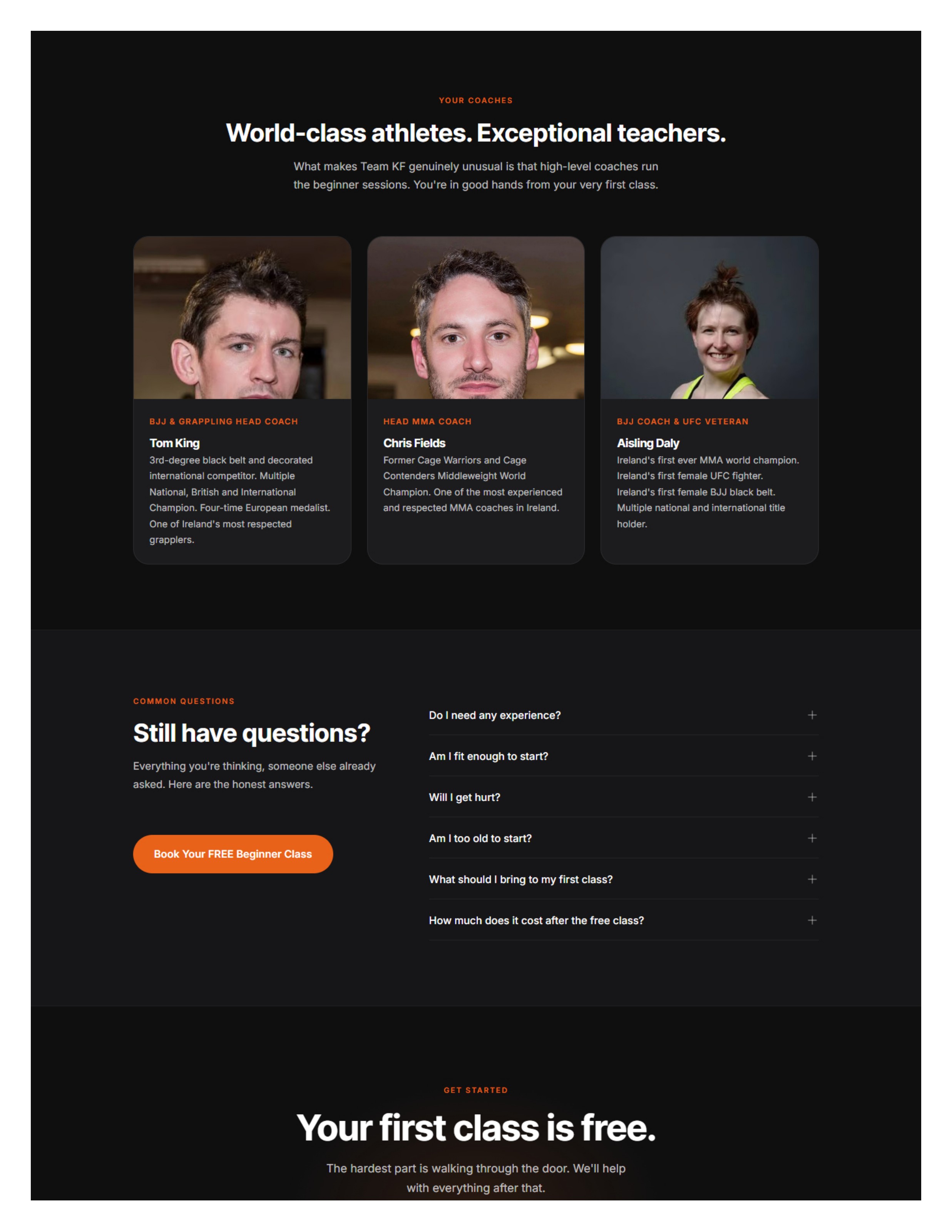 Team KF landing page section 4